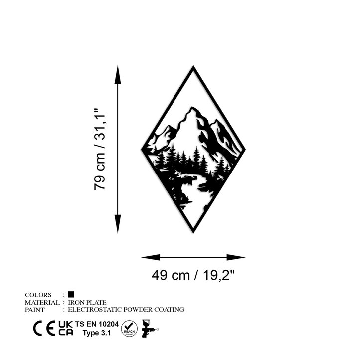 Wallity Montain 1 Escultura de Pared Negra